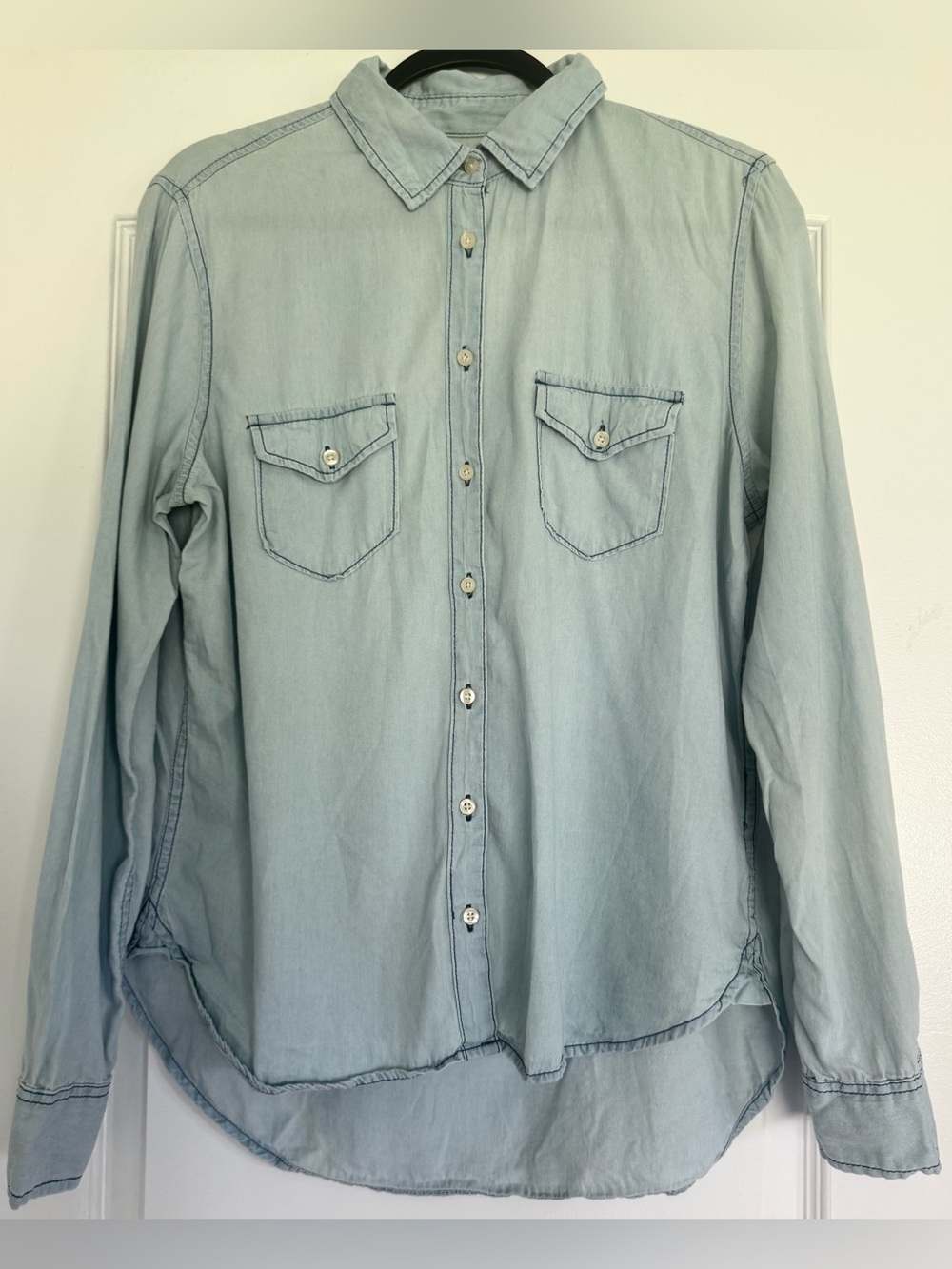 Aeropostale Light Blue Button Down Shirt Cotton Casual Top L